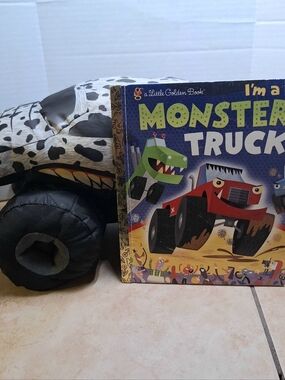 Monster Jam Monster Mutt Dalmatian Plush Truck Stuffed Toy Pillow 13” & Book